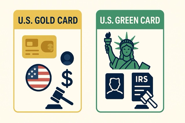 U.S. Gold Card and Green Card comparison graphic